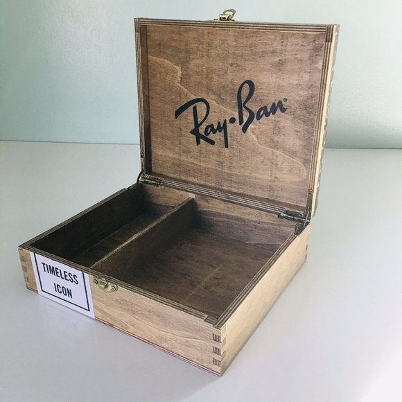 Ray Ban Sunglasses Havana Wooden Storage Case Box - Picture 2 of 11